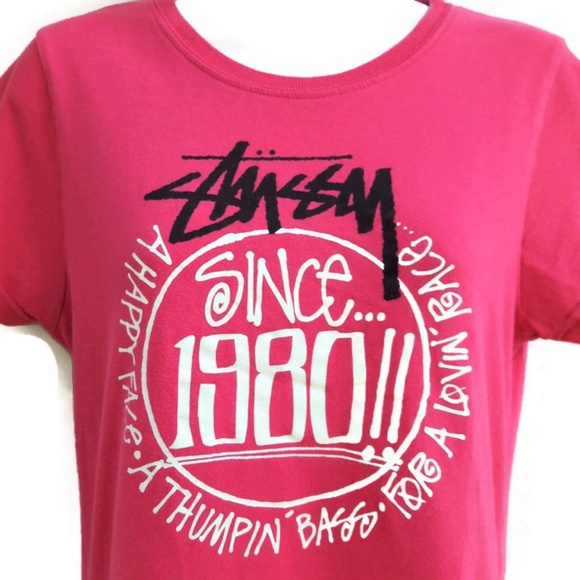 Stussy Pink Graphic Tee T Shirt Increase the Peace L - Picture 5 of 8
